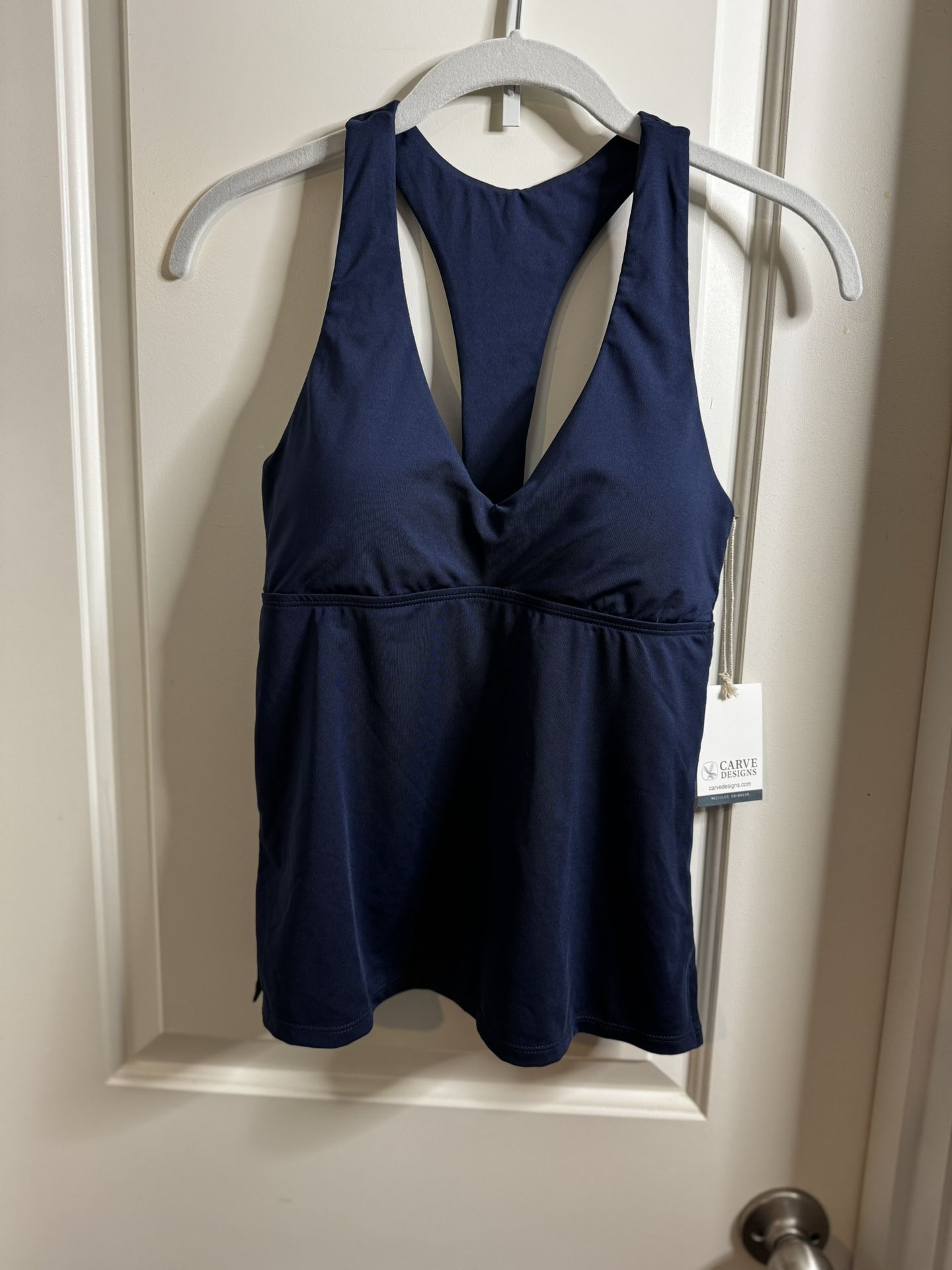 Carve Designs Women's X-Small La Jolla Tankini Navy Blue. High Support. UPF 50. NWT