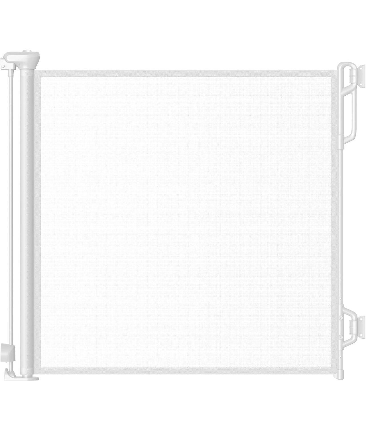 Retractable Safety Baby Gate or Mesh Dog Gate,Durable Portable Mesh 33.5” Tall, 45” Wide, White 