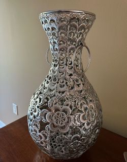 Silver Metal Decorative Floor Vase