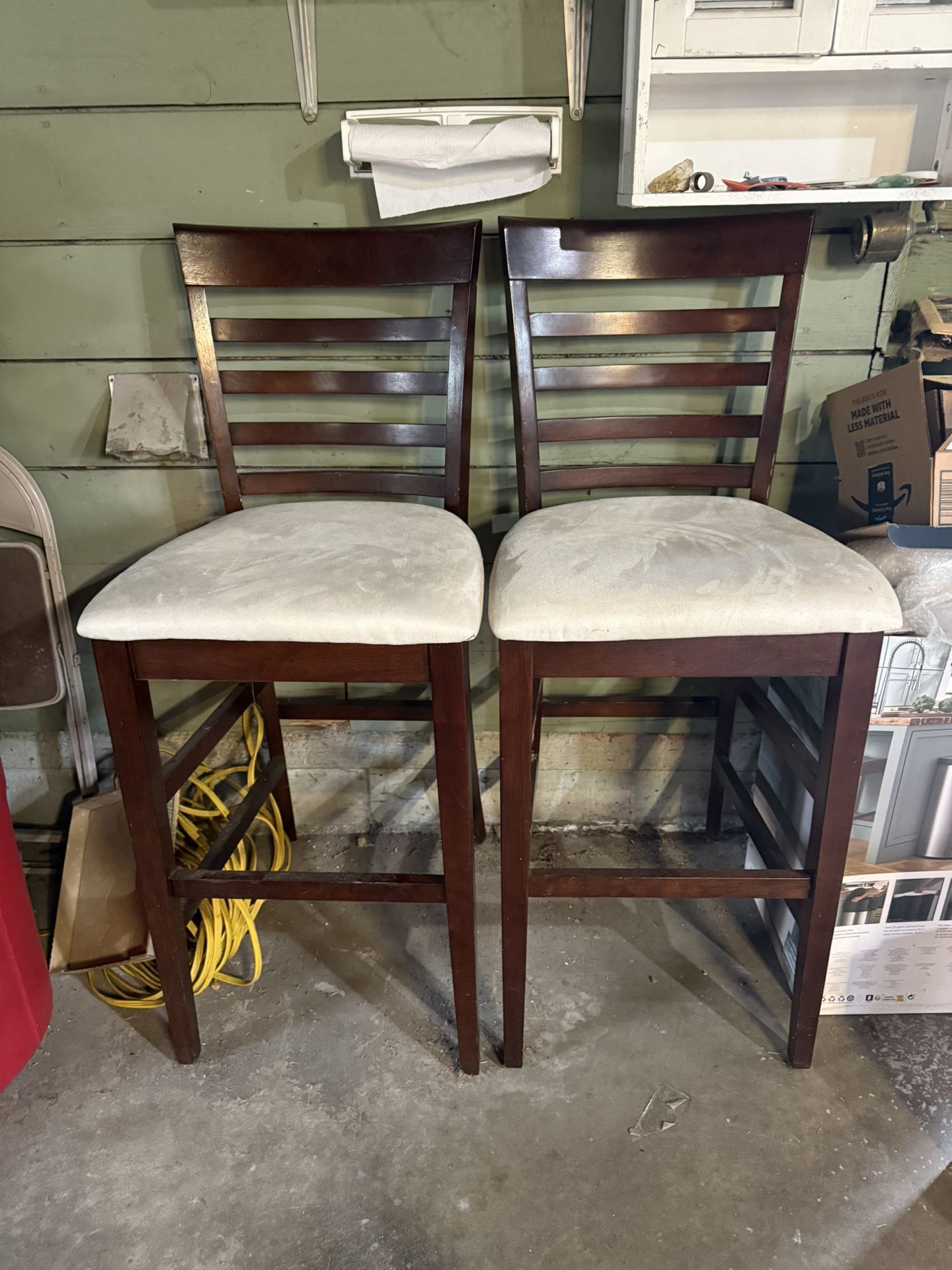 Set Of 2 Wooden Stools