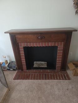 Wood Mantel Brick gel Fireplace Surround includes 10 gel canisters
