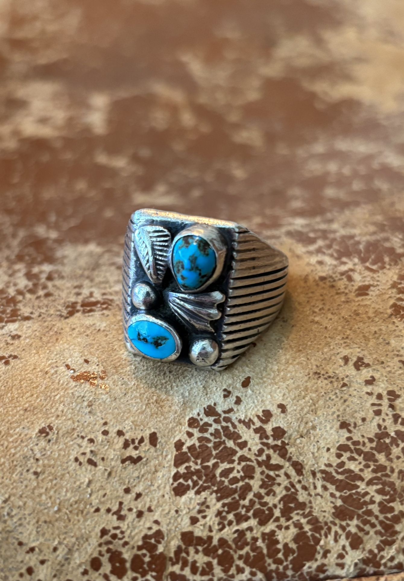 Vintage Navajo Turquoise And Sterling Silver Ring