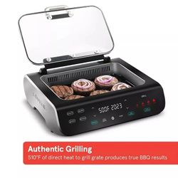 Gourmia Smokeless Indoor Grill & Air Fryer raclette grill with Smoke Extracting Technology Extra-Large Nonstick Cooking electric grill