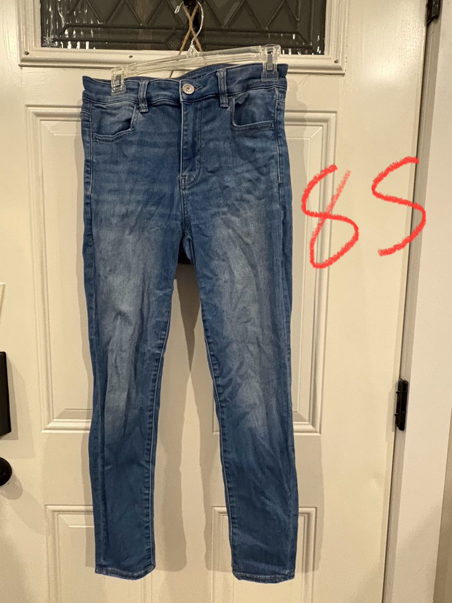 American Eagle Women's High Rise Skinny Jeans Medium Wash Denim Size 8 Short