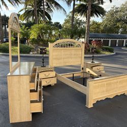 Beautiful Bedroom Set Queen Size Solid Wood Clear Color Like New by Ashley Furniture 