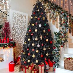 7.5 foot black Christmas Halloween tree