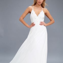 White Lace Maxi Dress Lulus