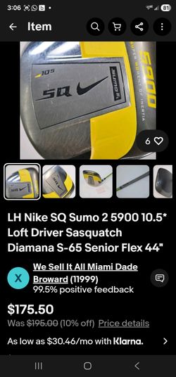 Golf Club Driver Nike  Sas Quatch Diamana