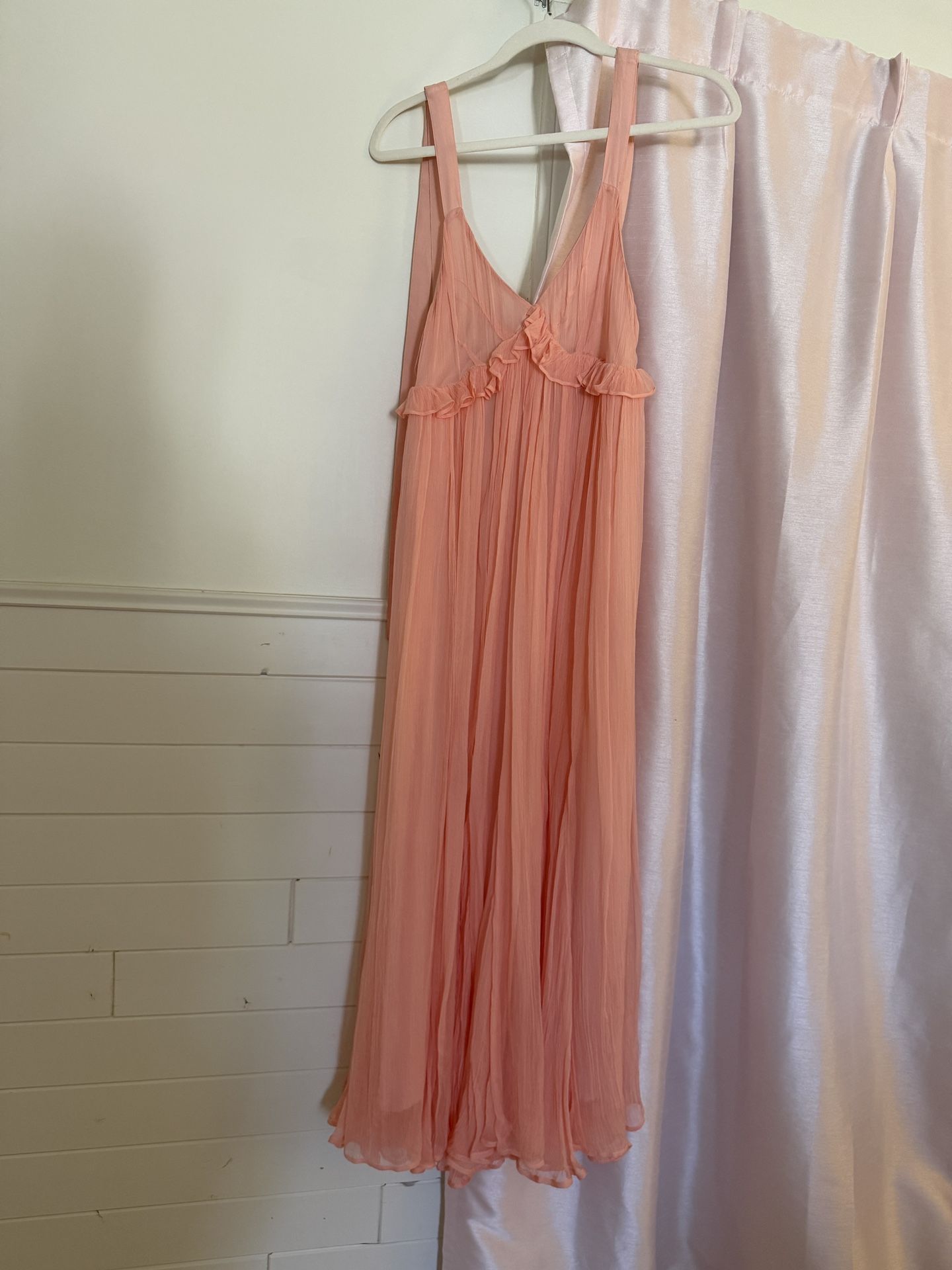 NWT J.Crew Pink Ruffled Maxi Dress