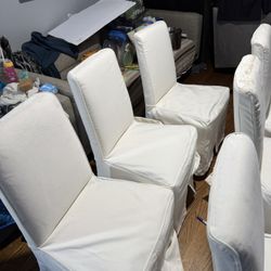 6 White Parson Dinning Chairs 