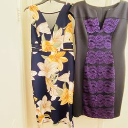 Stretch Black/ Purple and Stretch Floral Dress