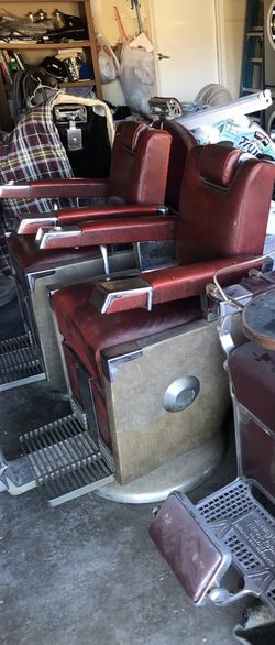 Antique barber chairs two