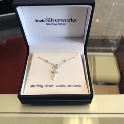 Silverworks Sterling Silver Cubic Zirconia Necklace Retail $80