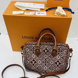 LOUIS VUITTON Monogram Jacquard Speedy Bandouliere 25 Bordeaux Bag Purse