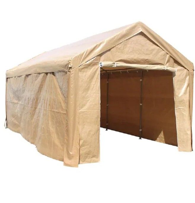 Heavy Duty Outdoor Gazebo Carport Canopy Tent With Sidewqlls 10x20 FT  Beige Color. Brand new in boxes. 