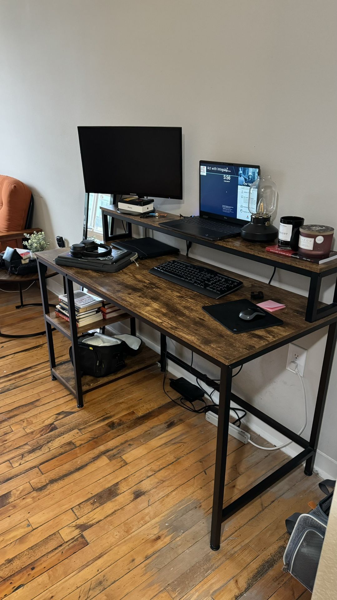 55-inch Brown/Rustic Style Desk