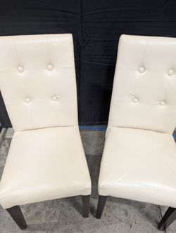 PairCream Faux Leather Button Tufted Dining Chairs