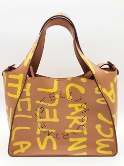 Stella Mccartney X Ed Curtis Graffiti Logo Brown Crossbody Tote Bag Gm0725lxzmia