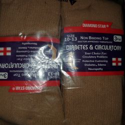 3 Bags Of 3 Pairs Each Diabetes Circulatory Socks Size 10-13