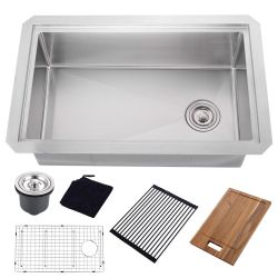 32 in. Undermount Brushed Nickel Single Bowl Kitchen Sink