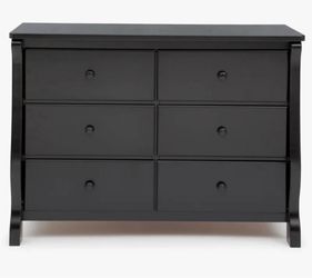 Black Wood 6-Drawer Double Dresser