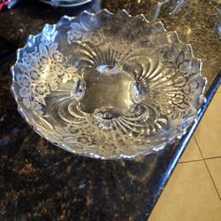 Cambridge Glass Gardenia Bowl With Silver