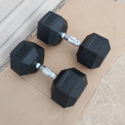 Rubber Coated Dumbbells 50lbs