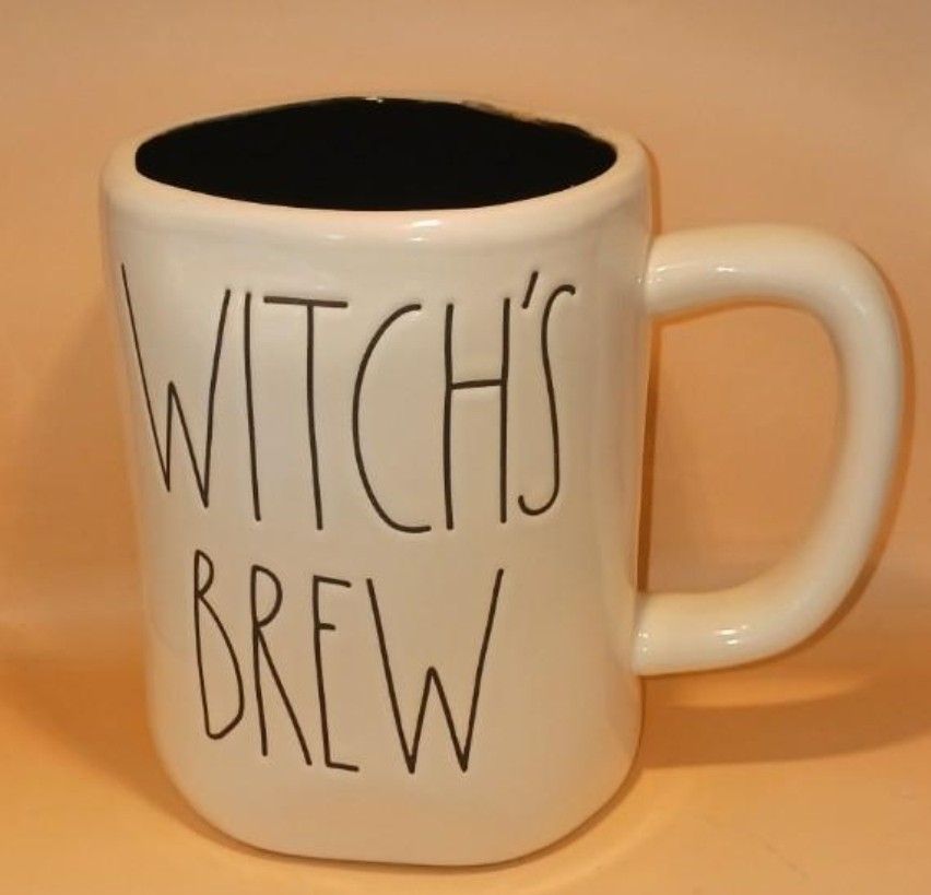 Rae Dunn Halloween " WITCH'S BREW " Black Inside Coffee Mug