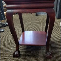 Vintage Solid cherry wood side end table Night stand Lions clawfoot