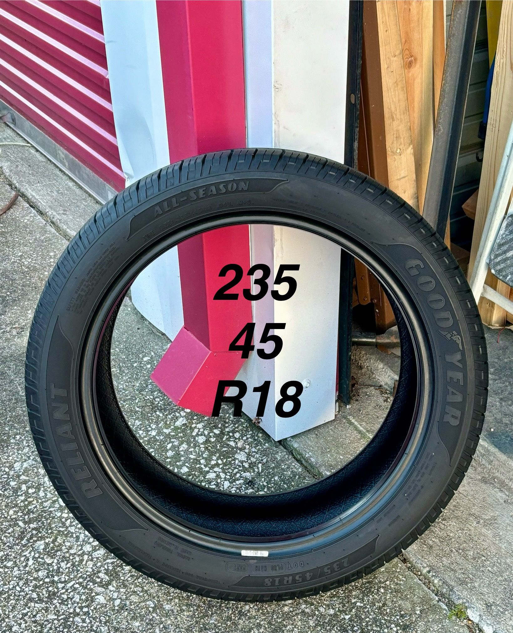 1 Used Tire Goodyear Reliant A/S 235/45R18. 6/32 Tread. 60%