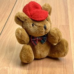 Vintage Commonwealth Teddy Bear, Jointed Head Arms and Legs, Plaid Bow