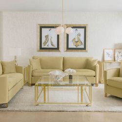 Sofa Set With Gold Legs 