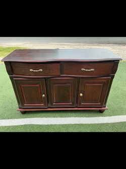 Dark Cherry Wood Buffet Sideboard Cabinet