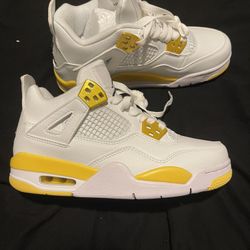 Nike Air Jordan 4 Retro Yellow & White Brand New 6.5