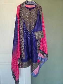 Indian Pakistani Tradition Designer Shalwar Kameez Embroidery Silk