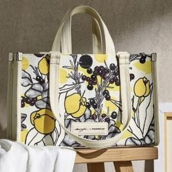 Starbucks Asia Yellow Floral Medium Tote Bag BNWT 