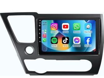 8Core Car Radio for Honda Civic 2013 2014 2015: 9" HD Touch Screen Stereo with CarPlay Android Auto 5G WiFi GPS Bluetooth FM AM RDS SWC Mirror Link, F