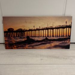 Ocean Surfing Print On Wood 