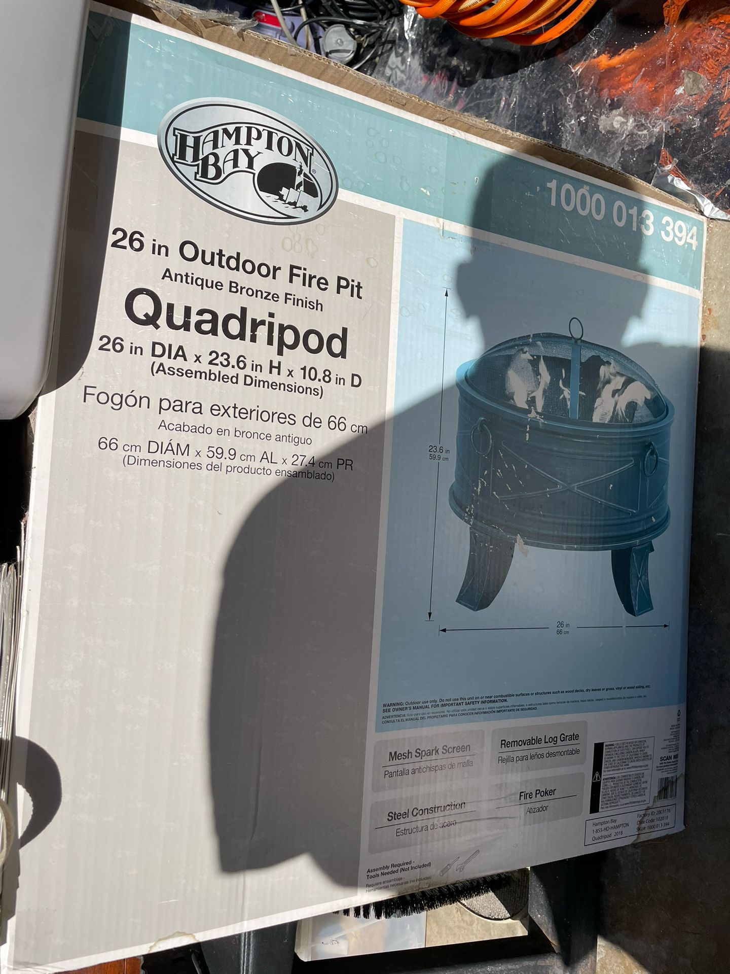 Hampton Bay Quadripod 26 in. Round Fire Pit