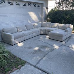 Light Beige Modular Sectional with Chaise