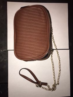 Brown leather cross-body bag