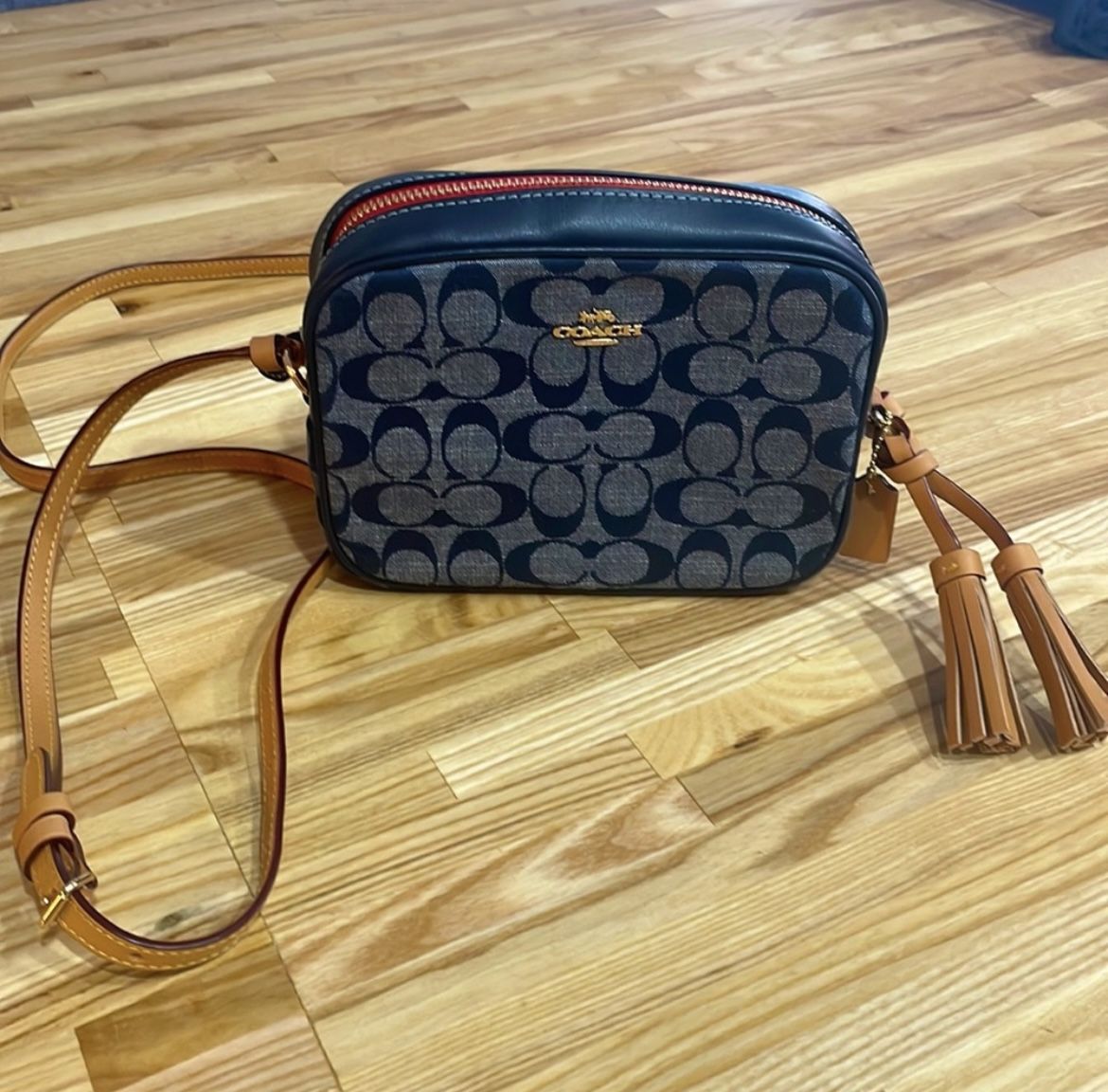 Denim Coach Camera Crossbody