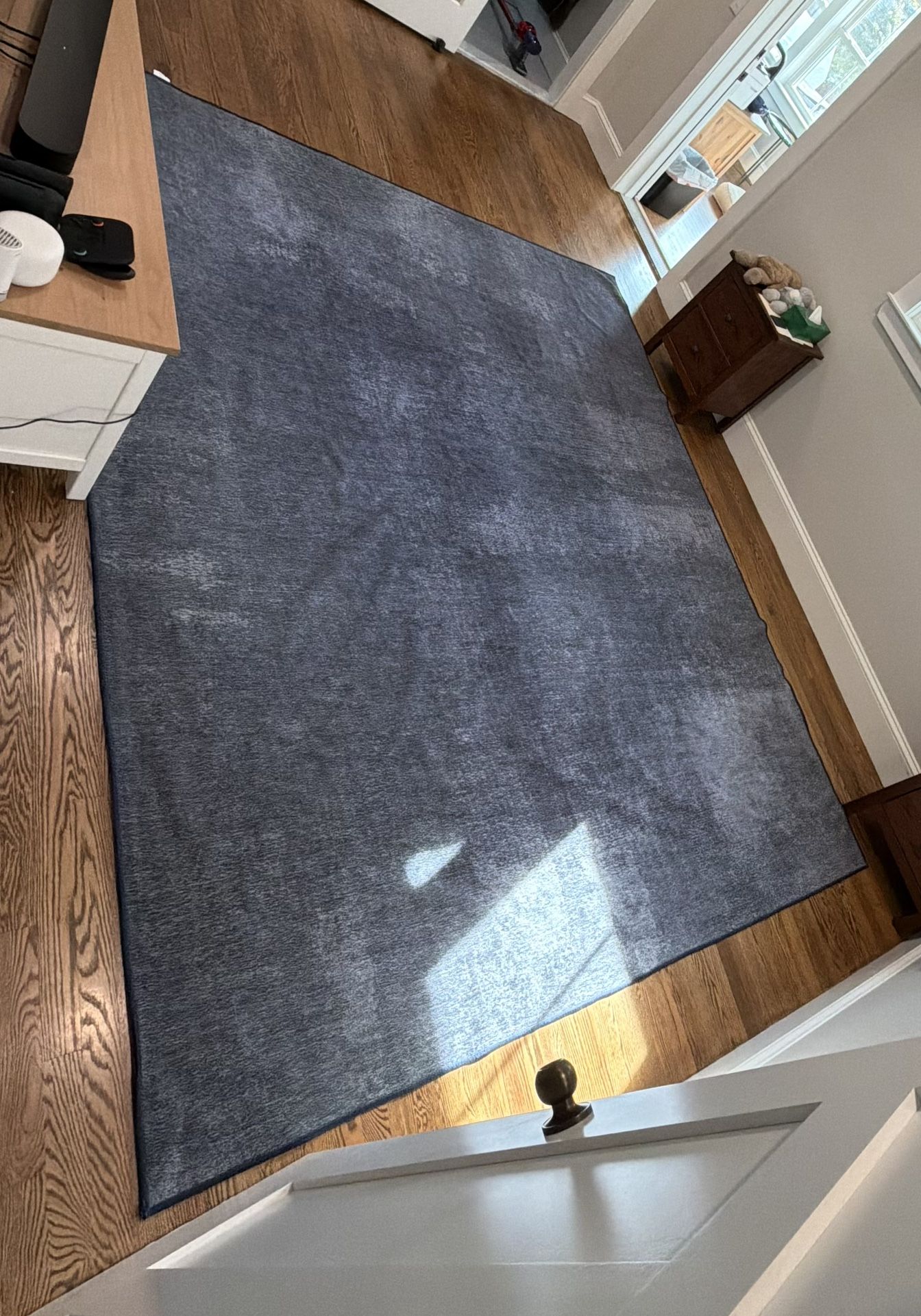 Tumble Washable Dark Blue 8’ X 10’ Rug and Pad