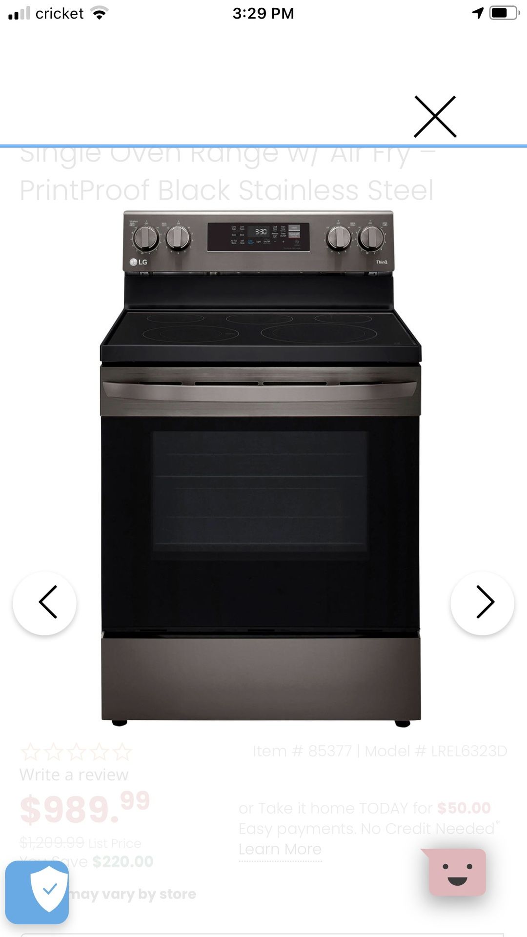 New LG Electric Stove  