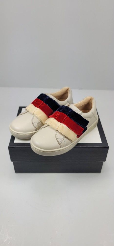 GUCCI Bow detailed printed leather sneakers for Wow