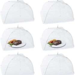 Mesh Food Nets Fruit Cover Net 6 Pack, 17 Inch Large and Strong Collapsible Mesh Cake Covers Net, Mesh Food Covers Umbrella for Keeping Out Flies Bugs