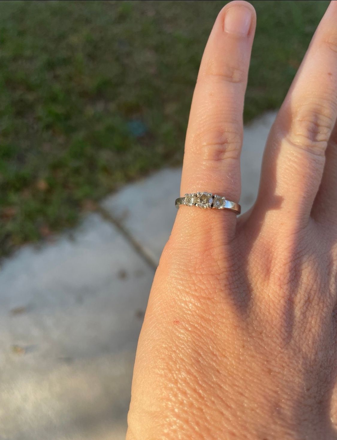 3 Diamond Solid Gold Wedding / Engagement Ring