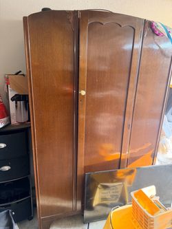 Vintage Wood Wardrobe Armoire