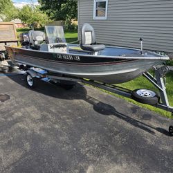 Fishing boat 1987 - 16' Sea Nymph w/ rebuilt 50 HP Mercury outboard engine.