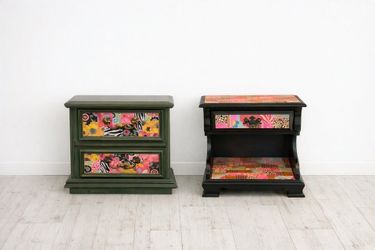 Boho Antique Hardwood Nightstand Set (Nightstands Only)